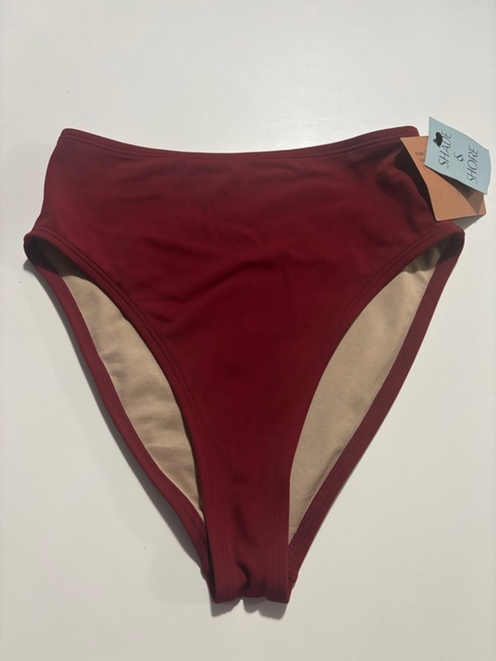 Shade & Shore High-Waist Bikini Bottoms in Deep Red